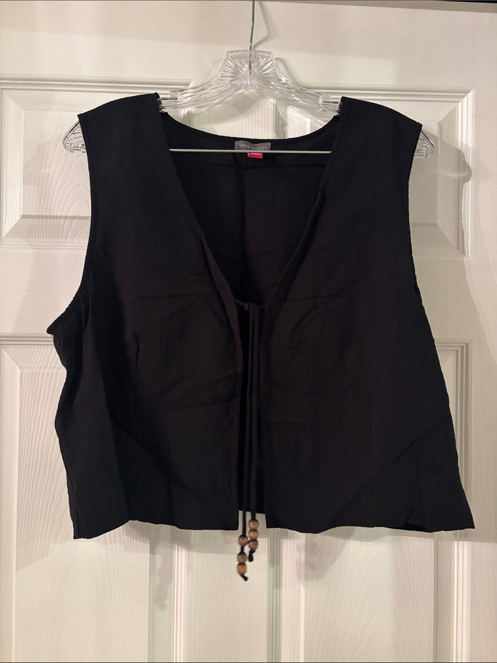 Vince Camuto Black Sleeveless Tie-Front Vest Tank
